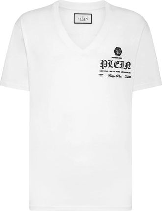 Philipp Plein T-shirt V-Neck - Heren - T-shirts - Wit - 4XL - Katoen - Tops