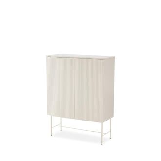 Koketto Home Aparador alto de 100 cm color blanco dise&ntilde;o acanalado