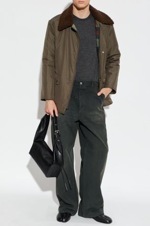 Maison Margiela Jacket With Fur Collar, Mens, Green