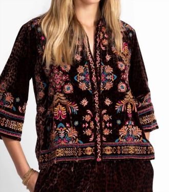 Johnny Was Brandi Kimono Sleeve Shirt In Misty Leopard