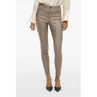 Vila skinny regular waist casual broek lichtbruin