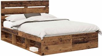 vidaXL Bed Frame with Headboard Old Wood 160 x 200 cm Solid Pine Wood vidaXL