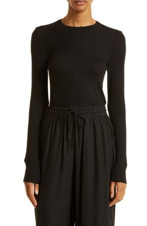 ATM Anthony Thomas Melillo Ribbed Crewneck Long Sleeve Top in Black at Nordstrom, Size Large