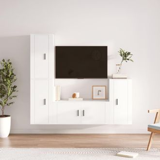 vidaXL Vidaxl - Set De Muebles Para Tv 4 Piezas Madera Contrachapada Blanco