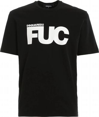 Dsquared2 Mens Fuc Print Graphic Cotton T-Shirt In Black