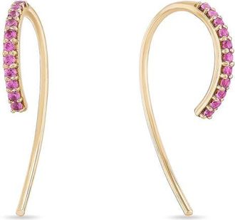 Lana Jewelry 14K Gold Pink Sapphire Hooked on Hoops Earrings in 14K Yellow Gold at Nordstrom