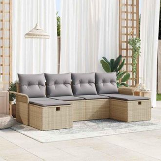 vidaXL Vidaxl - Conjunto De Sof&aacute; De Jard&iacute;n Con Coj&iacute;n 6 Pcs Beige Polirat&aacute;n