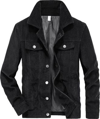 Generic NUSGEAR Mens Jackets Tops Thin Corduroy Coat Vintage Workwear Slim Fit Button Long Sleeve Causal Warm Solid Colour Comfortable Outwear Street Bike Out