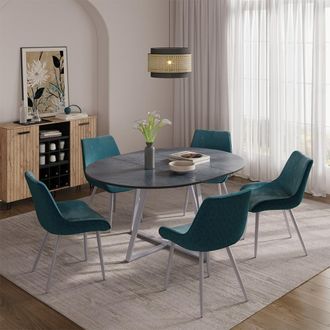 Vicco Mesa De Comedor Loyd, Antracita/gris, 120 X 120 Cm Extensible, Vicco