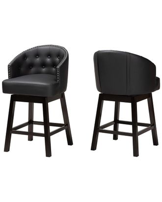 Baxton Studio Theron Mid-Century 2-Piece Swivel Counter Stool Set
