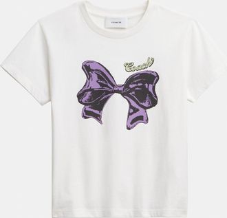 Coach Womens Bow T-Shirt In Organic Cotton - White - Size X-Small