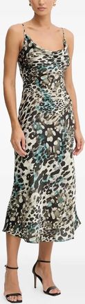 Guess Co spaghetti-strap animal-print dress - women - Satin - L - Neutrals