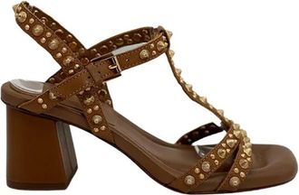 Ash Janice Bruin Leren Sandaal - Dames - Sandalen met hakken - Bruin - 36 EU - Schoenen