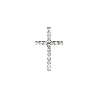Diamond2Deal 14k Gold 1/6ct Lab-Grown Diamond Petite Cross Pendant