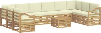 vidaXL Conjunto De Sof&aacute;s De Exterior 11 Uds. Blanco Y Crema Poli&eacute;ster Vidaxl