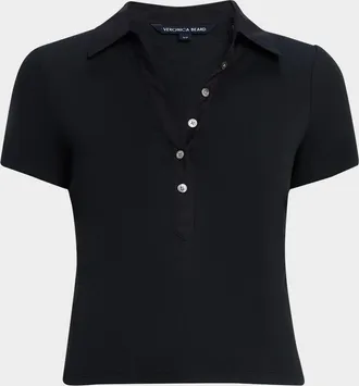 Veronica Beard Kearney Short-Sleeve Polo Tee
