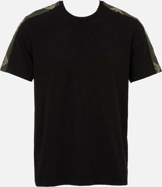 Emporio Armani Mens Emporio Armani Textured Logo Crew-Neck T-Shirt, Black - Size: 44