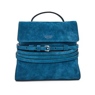 Moschino Handbags, female, Blue, Size: ONE SIZE Tie Me Small Scamosciato