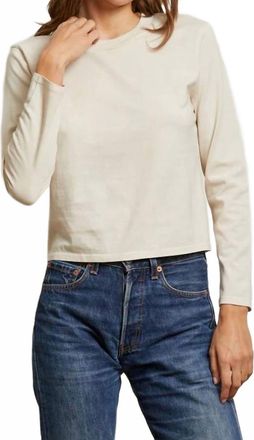 perfectwhitetee Bruce Ringspun Cotton Long Sleeve Tee In Sugar