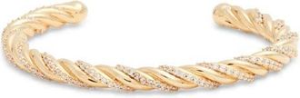 Nordstrom Twisted Cubic Zirconia Cuff Bracelet in Clear- Gold at Nordstrom