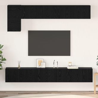 Berkfield Home with Shelf Wall-mounted Other with Storage with Door 5 pcs Black oak 100 x 30 x 30 cm Engineered wood