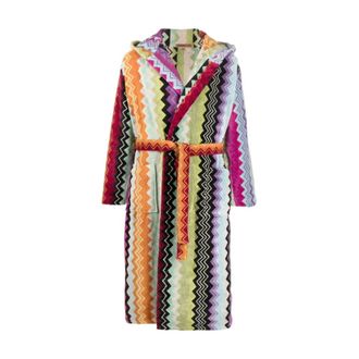 Missoni Home Klassieke Badjas met Capuchon - Dames - Badjassen - Veelkleurig - L - Katoen - Nachtkleding