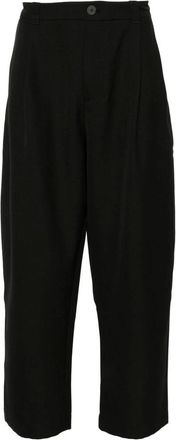 STUDIO NICHOLSON Broeken, Heren, Zwart, M, Zwarte Gevlochten Hoge Taille Tapered Broek