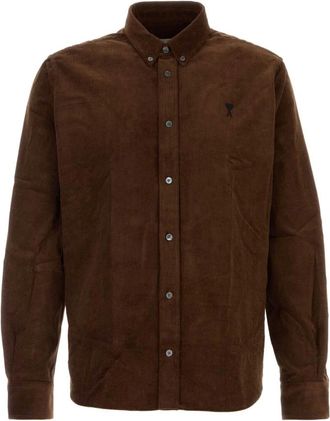 Ami Heren, Overhemden, Bruin, Maat: 3XS Corduroy