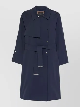 Emporio Armani trench coat belt waist epaulettes storm flap