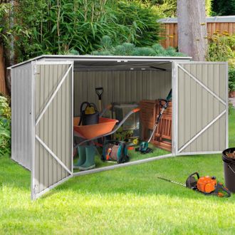 IDMarket Caseta De Jard&iacute;n De Metal Gris Claro Con Cerradura Para Guardar Bicicletas, Herramientas Y Cubos De Basura