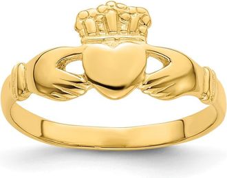 Diamond2Deal 14k Yellow Gold Polished Claddagh Ring