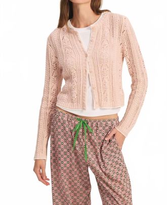 Velvet Daisy Pointelle Cardigan In Blush