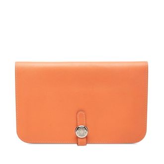 Herm&egrave;s Orange Swift Leather Long Wallet (Bi-Fold) (Pre-Owned)