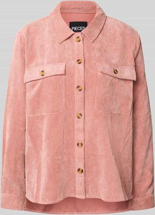 Pieces Loose Fit Hemdbluse in Cord Optik Modell EFFI in Rose, Größe L