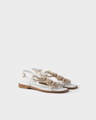 Prada Flat leather and cord sandals