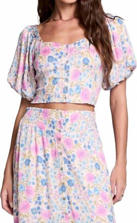 Saltwater Luxe Elysia Puff Sleeve Top In Multi Velvet Iris