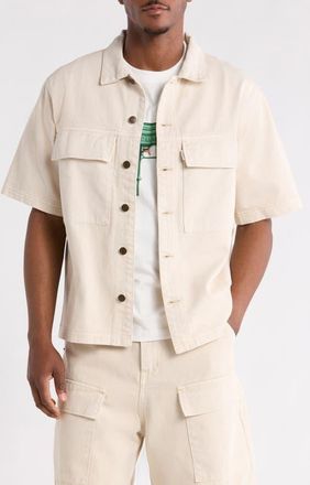 Criminal Damage Mechanic Button Front Shirt in Washed Stone at Nordstrom, Size Xx-Large