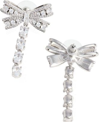 Self Portrait Womens Earrings Crystal Bow Silver Crystal-Silver Brass Crystal/silver