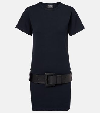 Balenciaga Belted cotton-blend jersey minidress