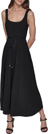Karl Lagerfeld Aero Wash Square Neck Dress in Black at Nordstrom, Size 12
