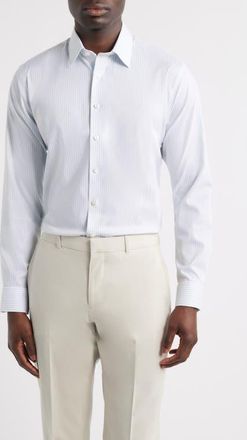 Nordstrom Trim Fit Premium Performance Dress Shirt in Blue Ivoris Stripe at Nordstrom, Size 15.5 - 34