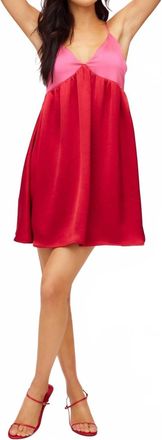 Fifteen Twenty Stacia Babydoll Mini Dress In Cherry With Bright Pink