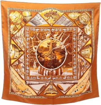 Herm&egrave;s Pre-owned Scarves, female, Brown, Size: ONE SIZE Pre-owned Vintage Silk Scarf