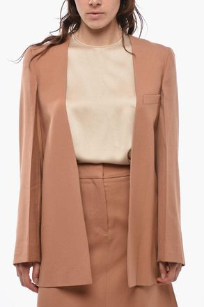 Stella McCartney Blazer Collarless in Lana con Taschino Stella McCartney