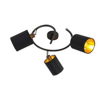 QAZQA Qazqa - Moderno Plaf&oacute;n Inteligente Moderno Negro Con 3 B35 Wifi - Lofty Acero /textil Cil&iacute;ndra /redonda Adecuado Para Led Max. 3 X 4.5 Watt