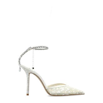 Jimmy Choo London Schoenen, Dames, Wit, 38 1/2 EU, Leer, Saeda 100 Hakken