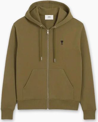 Ami Mens Mens Bronze Ami Paris de Coeur Zipped Hoodie - Size: 38