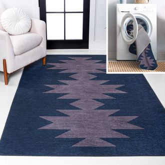 Jonathan Y Designs Chayton Minimalist Geometric Machine-Washable Rust/Cream Area Rug