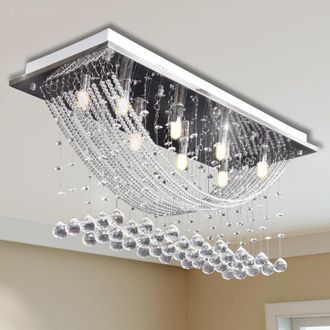 vidaXL L&aacute;mpara De Techo Con L&aacute;grimas De Cristal 8 X G9 29 Cm Vidaxl