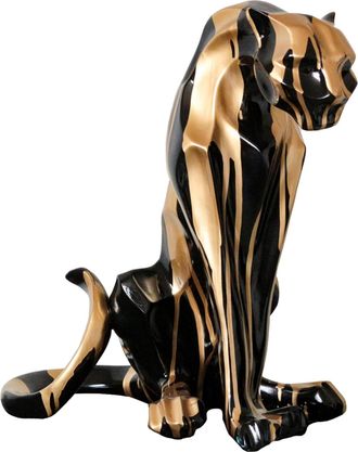 Schubiger M&ouml;bel Skulptur Sitzender Panther Schwarz/Bronze